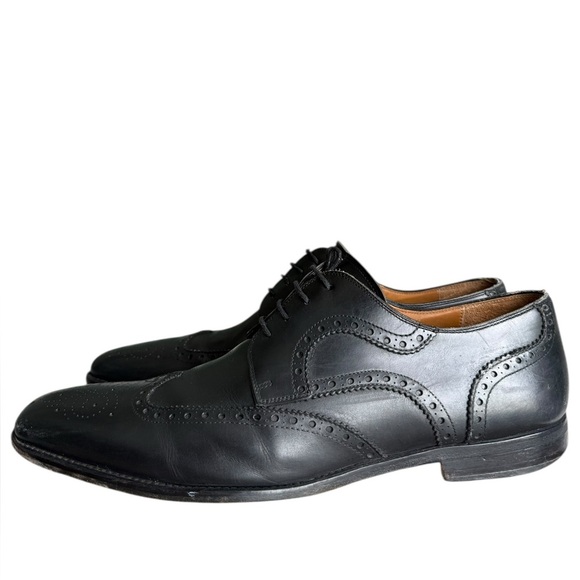 Magnanni Mens Shoes  Size 10  Brogue Wingtip Black Leather Derby Oxford 13974 - Picture 1 of 15